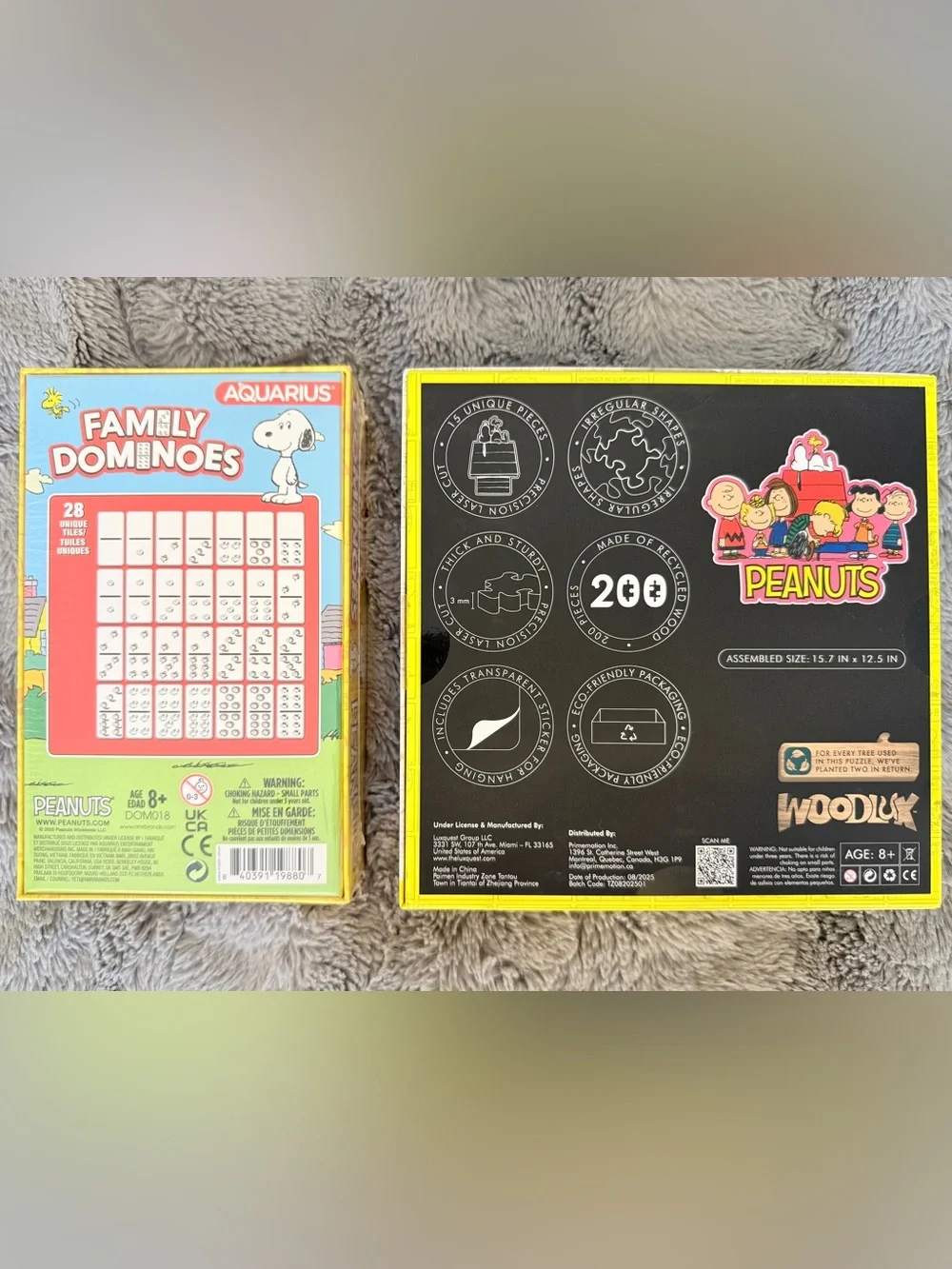 Peanuts Snoopy Merch Lot BNWT New Sealed Laser Cut Wooden Puzzle & Dominoes